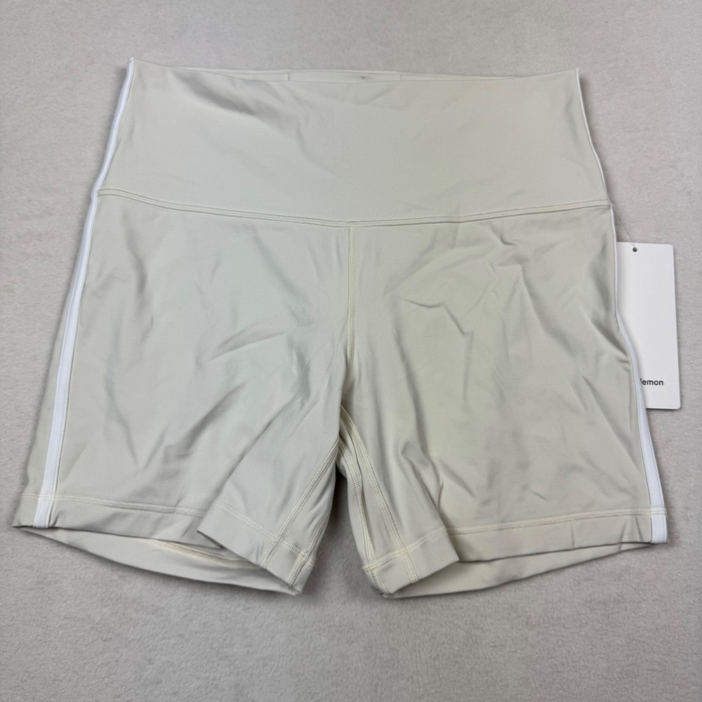 Lululemon Align Side-Stripe Shorts 6" White Size 12 High Rise Nulu Yoga